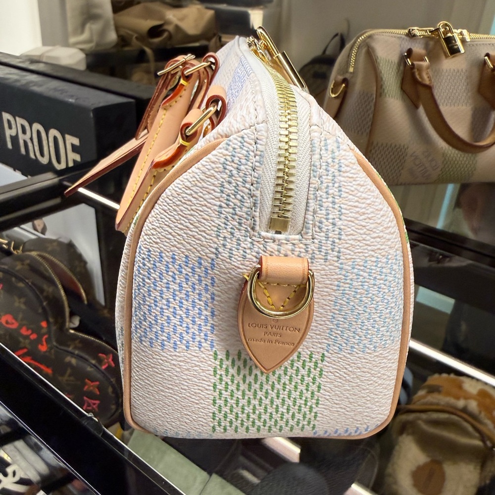 Louis Vuitton Cream, Tan, and Green Speedy 20 Bag - Picture 5 of 16